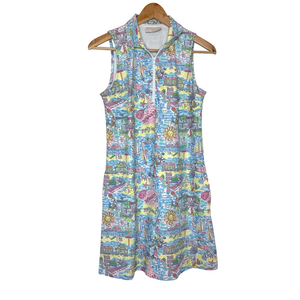 Smith & Quinn Delaware Maryland Coastal Print Quarter Zip Performance Dress S
